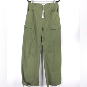 NWT STEVE MADDEN Mid Rise Cargo Pants Jeans Wide Leg Burnt Olive DO33145F MEDIUM